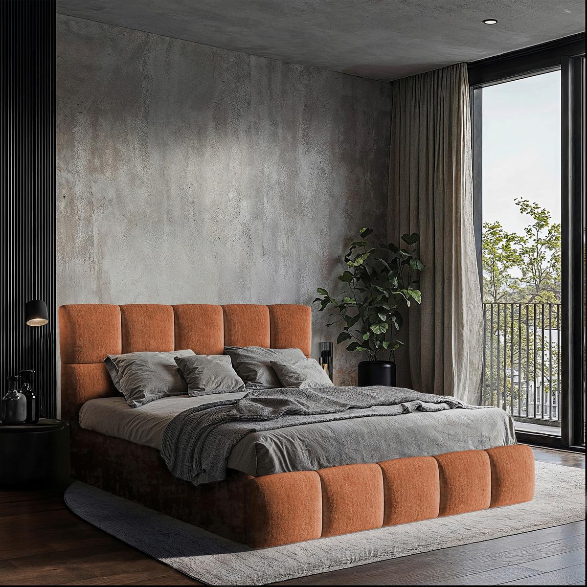 Polsterbett Cherry Chenille Rostfarben, Lf: 180x200 cm - Rostfarben/Schwarz, MODERN, Holz/Holzwerkstoff (180/200cm) - MID.YOU