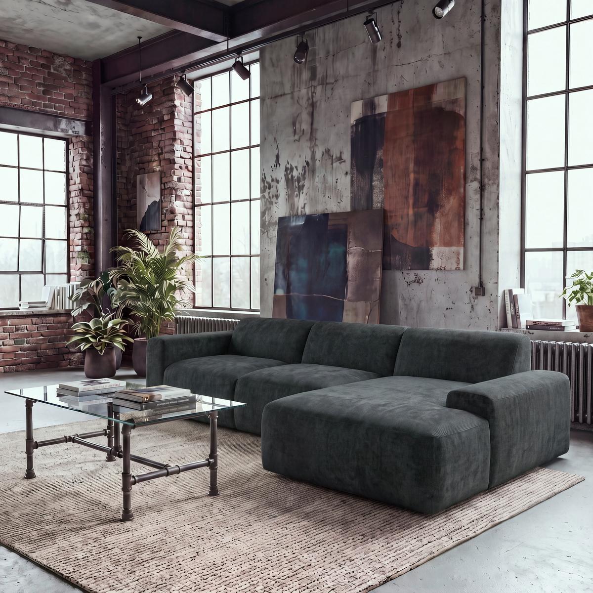 ECKSOFA Hannah Schwarz 343x170 cm - Schwarz, Design, Textil (343/170cm) - MID.YOU