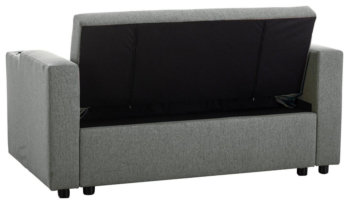 Schlafsofa Athen Dunkelgrau B: 150 cm - Dunkelgrau/Schwarz, Basics, Textil/Metall (150/91/85cm) - P & B