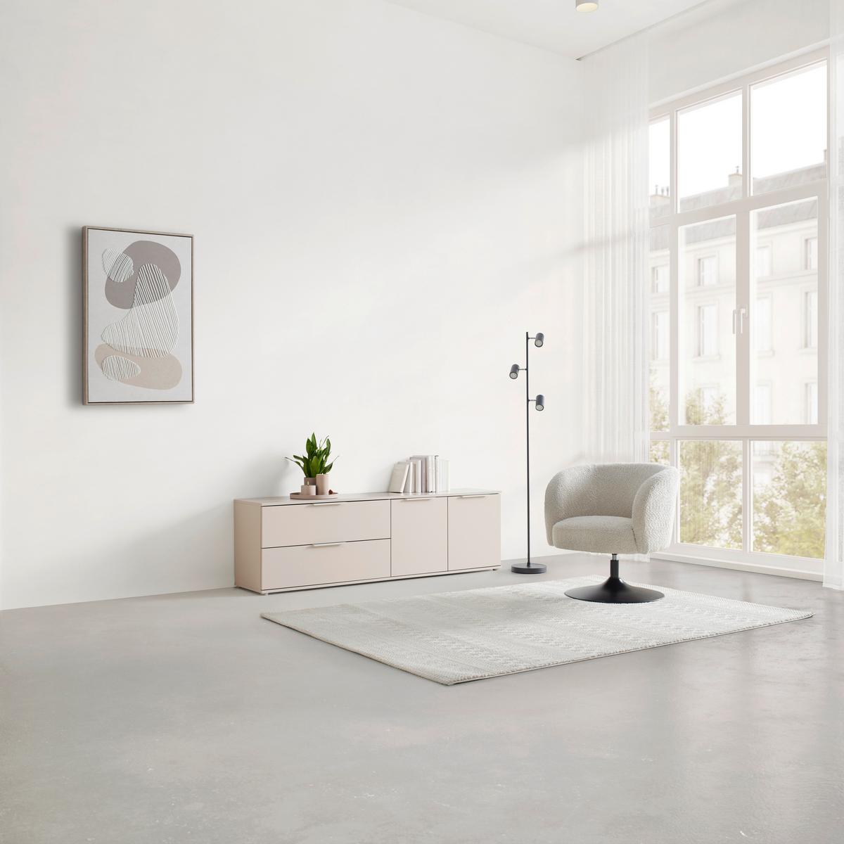 NÍZKÁ KOMODA DUNE 3 - kašmírová, Moderní, kov/kompozitní dřevo (180/54/38cm) - Mömax