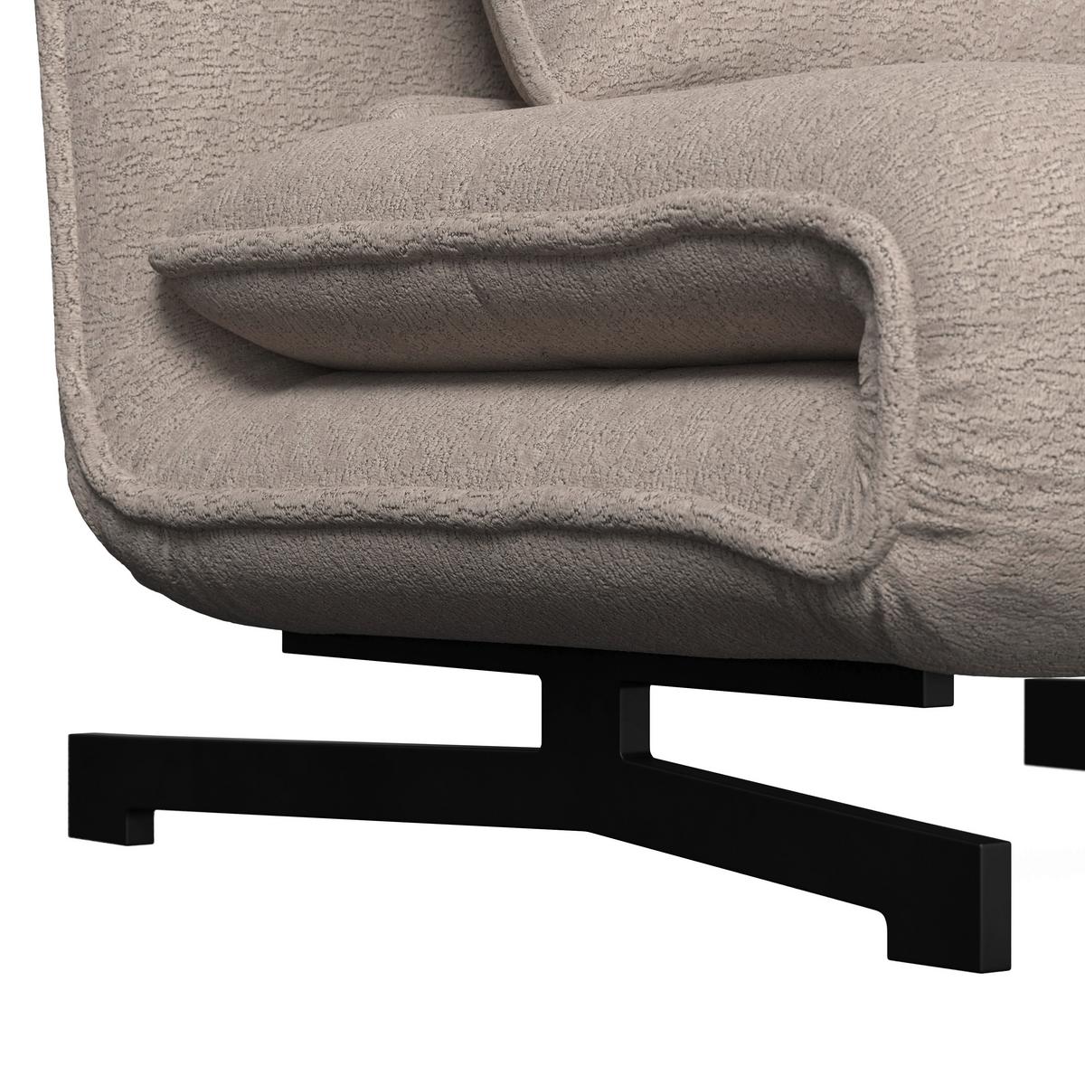 Rozkladacie kreslo LUNA, béžové buklé, max.120 kg - čierna/béžová, Modern, kov/textil (92/40/66cm) - Bessagi Home