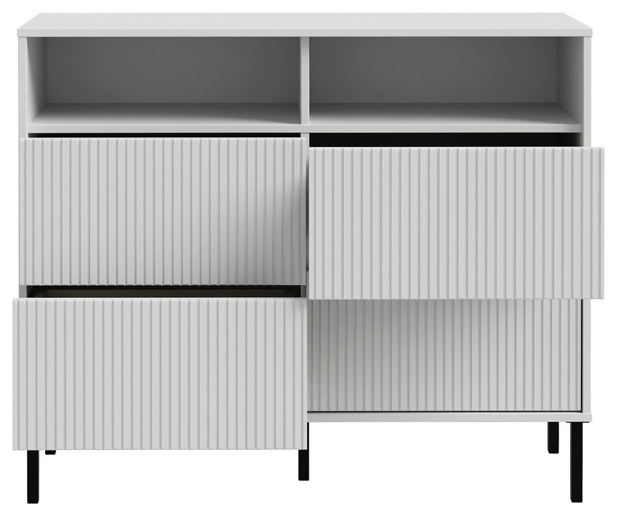 KOMODA NEKTARIUS - černá/světle šedá, Moderní, kov/kompozitní dřevo (103,1/85,6/42cm)