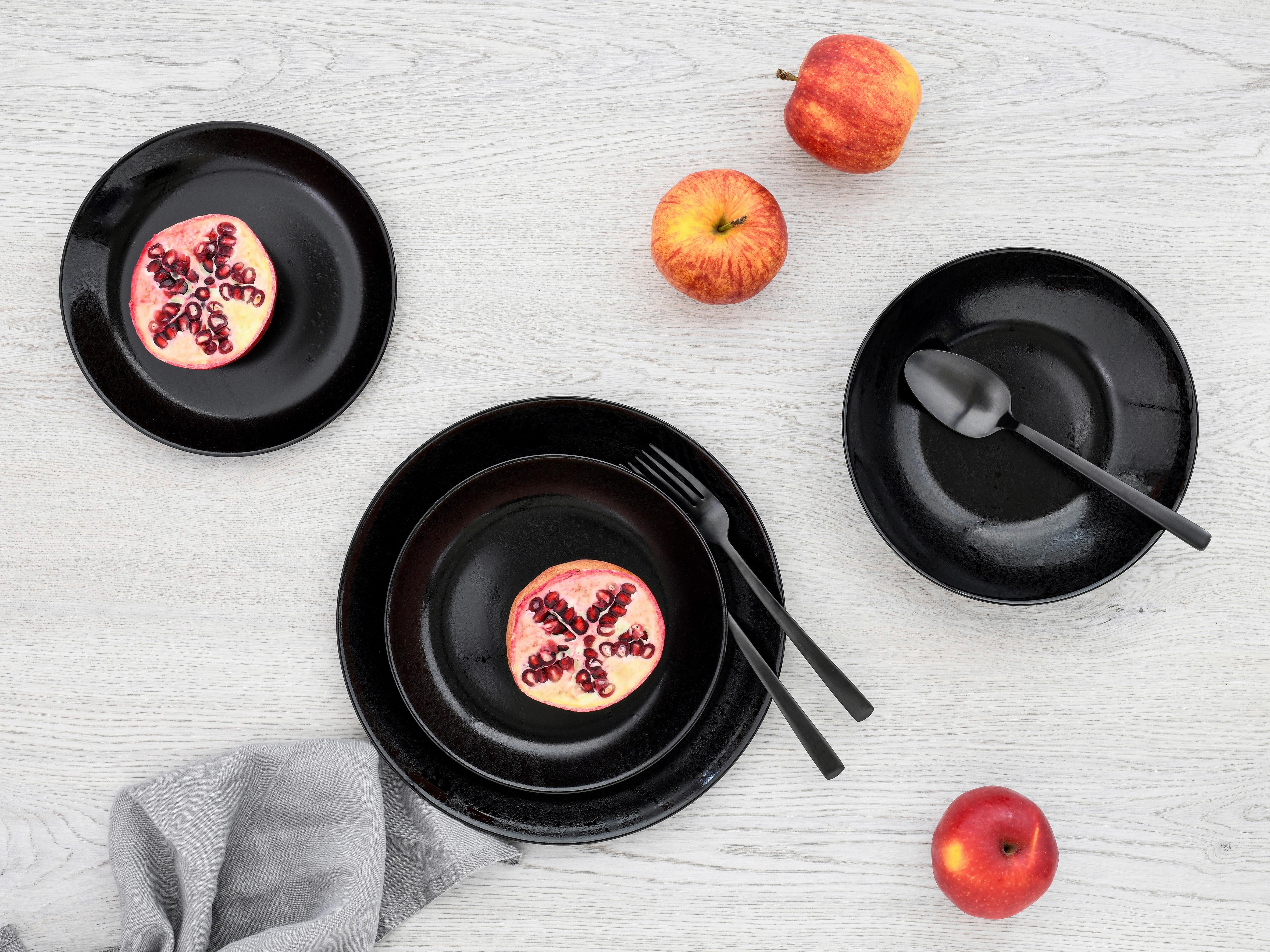 Tafelservice Glas 4 Personen Geschirr Set - Schwarz, Basics, Glas (32/32/14cm) - Creatable