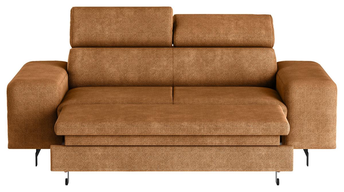 3-Sitzer-Sofa Emma Mit Liegefunktion Cognac B: 217 cm - Cognac/Schwarz, Textil (217/81/100cm) - MID.YOU