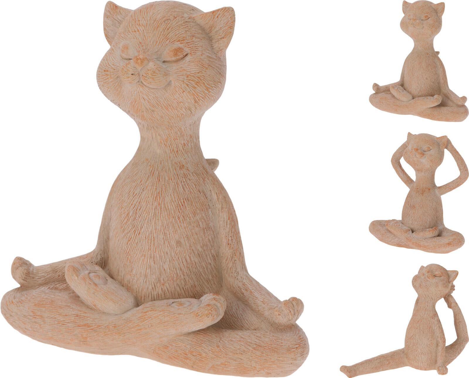 Szobor Jógázó Macska - Basics, műanyag (11/24,5/17cm)