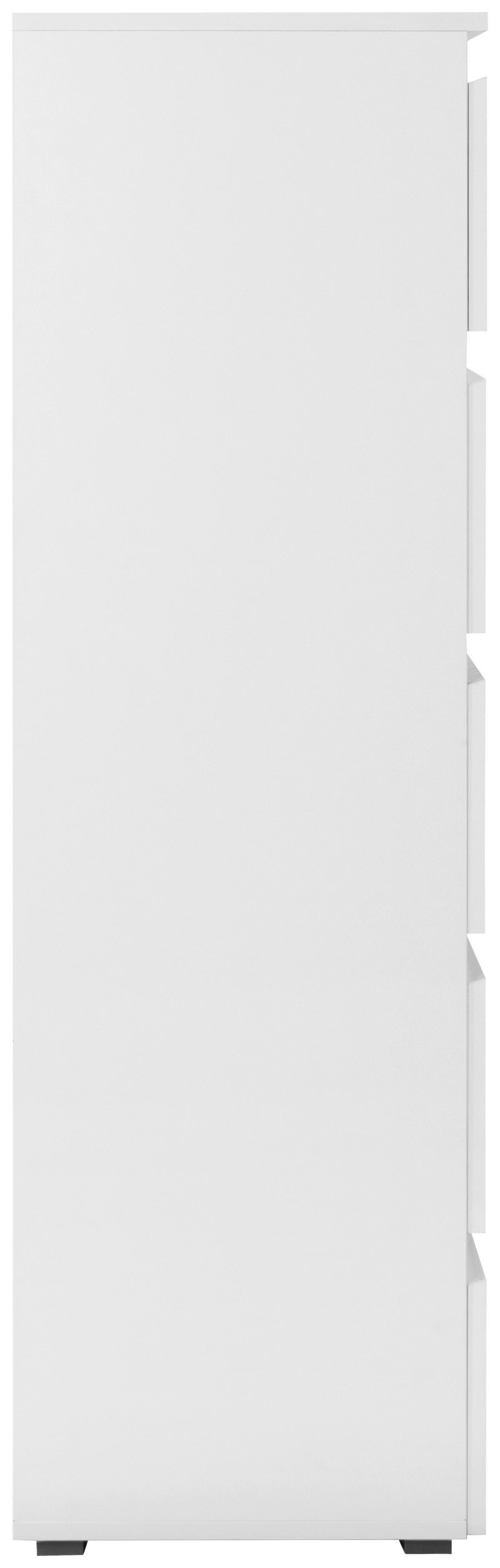 Kommode Capetown Melamin Weiß, B: 80 Cm - Silberfarben, Trend, Holzwerkstoff (80/131,5/40cm)