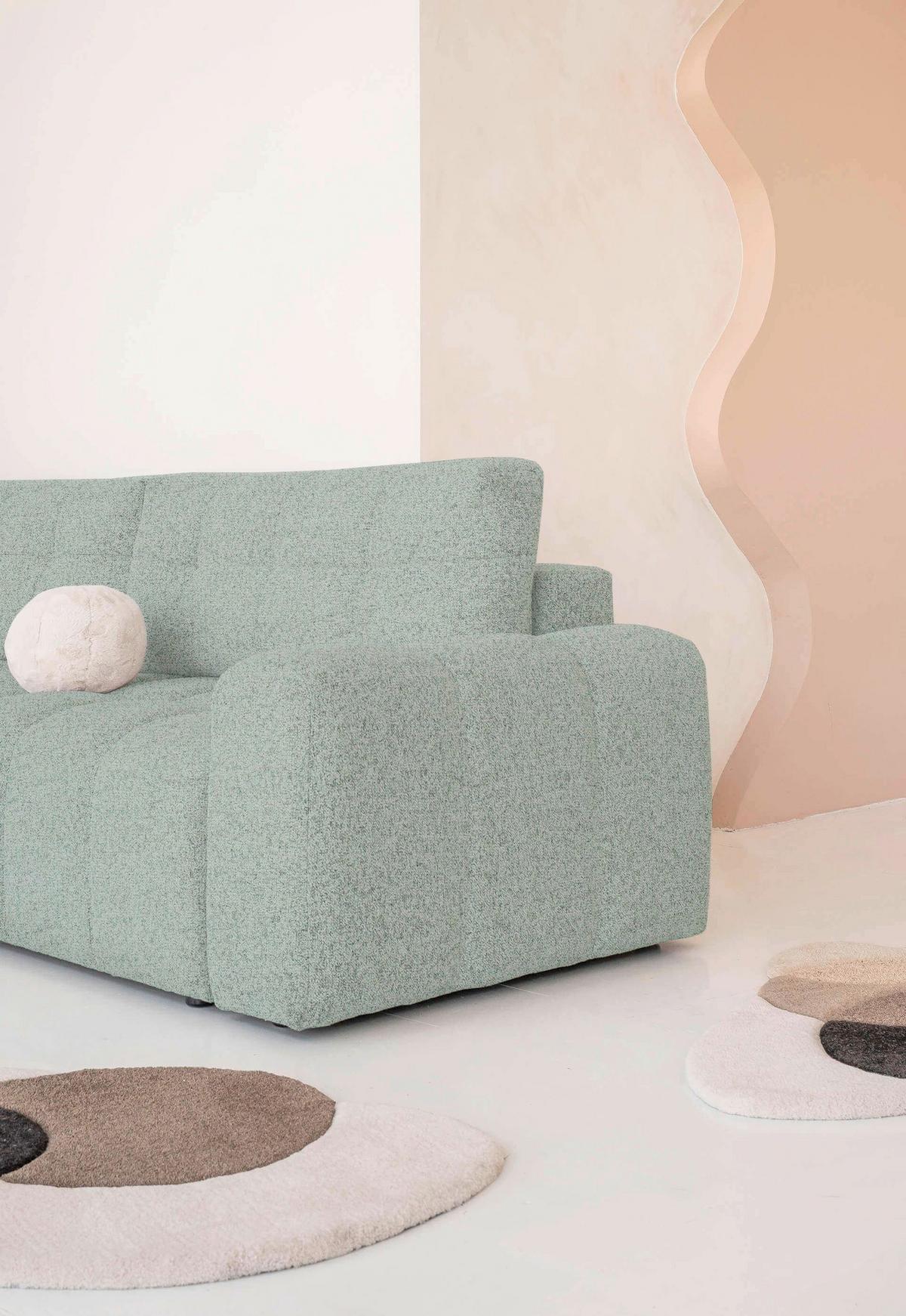 Wohnlandschaft Lulu Türkis U: 184x333x213cm - Türkis/Schwarz, Design, Textil (184/333/213cm) - MID.YOU