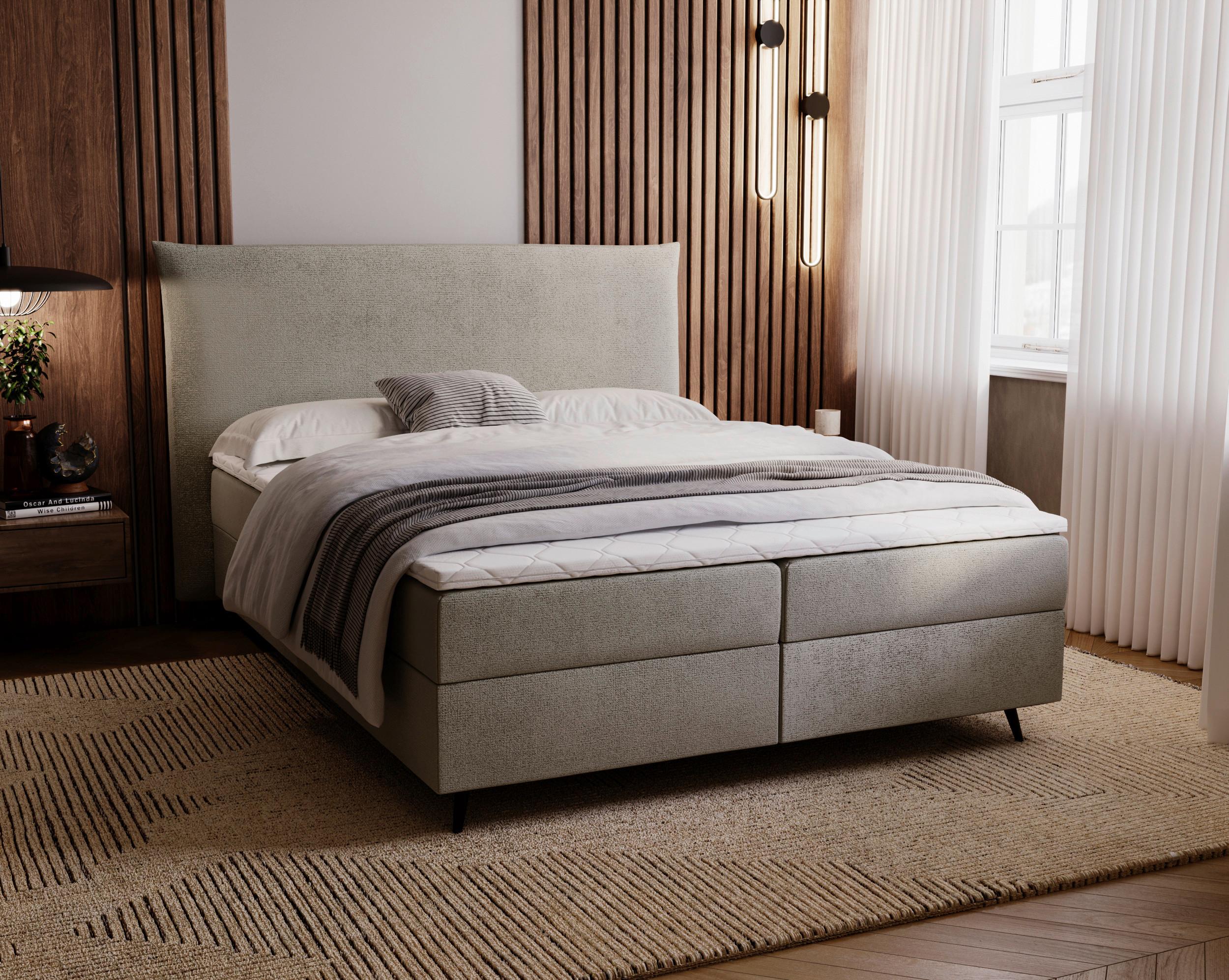 Boxbett mit Topper & Bettkasten 180x200 Foxy - Beige/Schwarz, Basics, Holz/Holzwerkstoff (180/200cm) - Livetastic