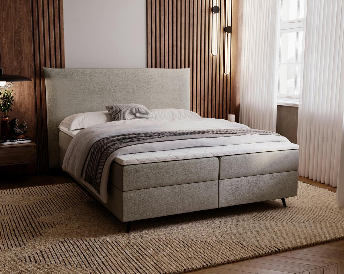 Boxbett Foxy Beige - Beige/Schwarz, Basics, Holz/Holzwerkstoff (180/200cm) - Livetastic