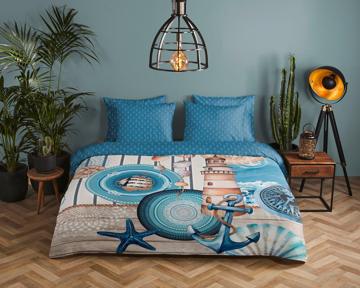 BETTWÄSCHE ALDIANA - Blau/Ecru, Design, Textil (140/200cm)