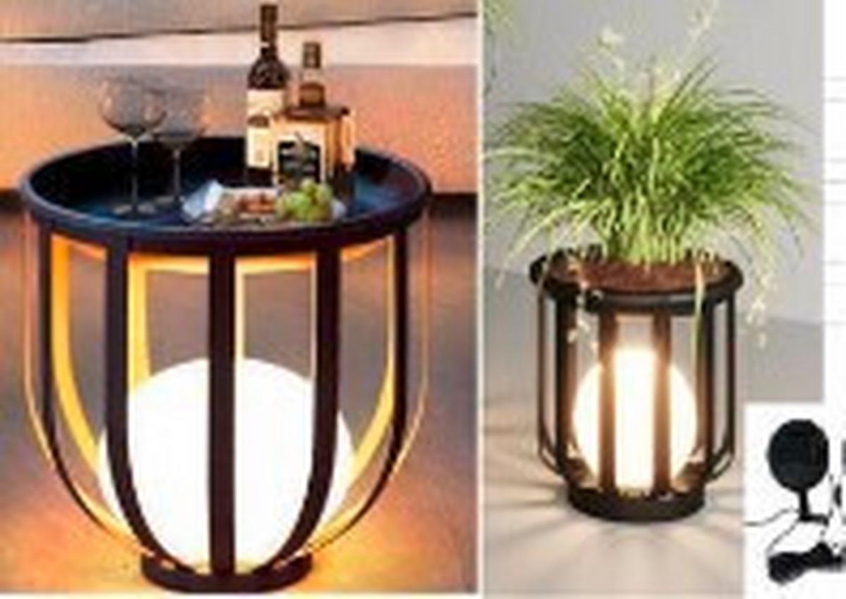 Gartentisch Brixen Kunststoff L 30cm - Schwarz, LIFESTYLE, Kunststoff/Metall (30/32cm)