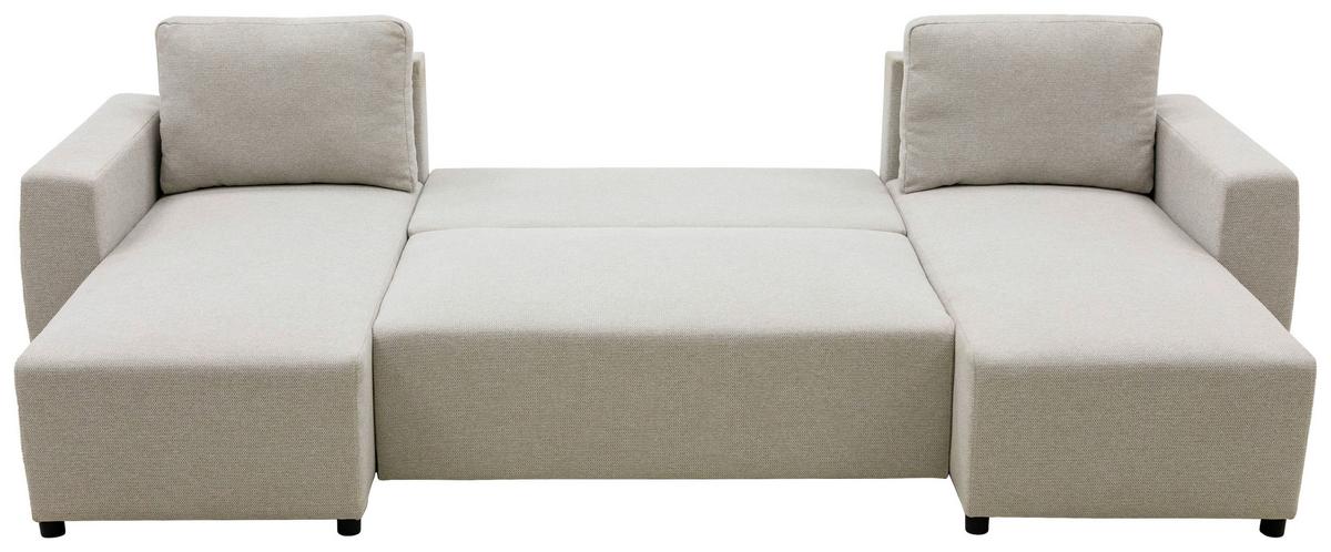 Wohnlandschaft Pharell Mit Schlaffunktion Beige - Beige/Schwarz, Basics, Textil (155/297/155cm) - Livetastic