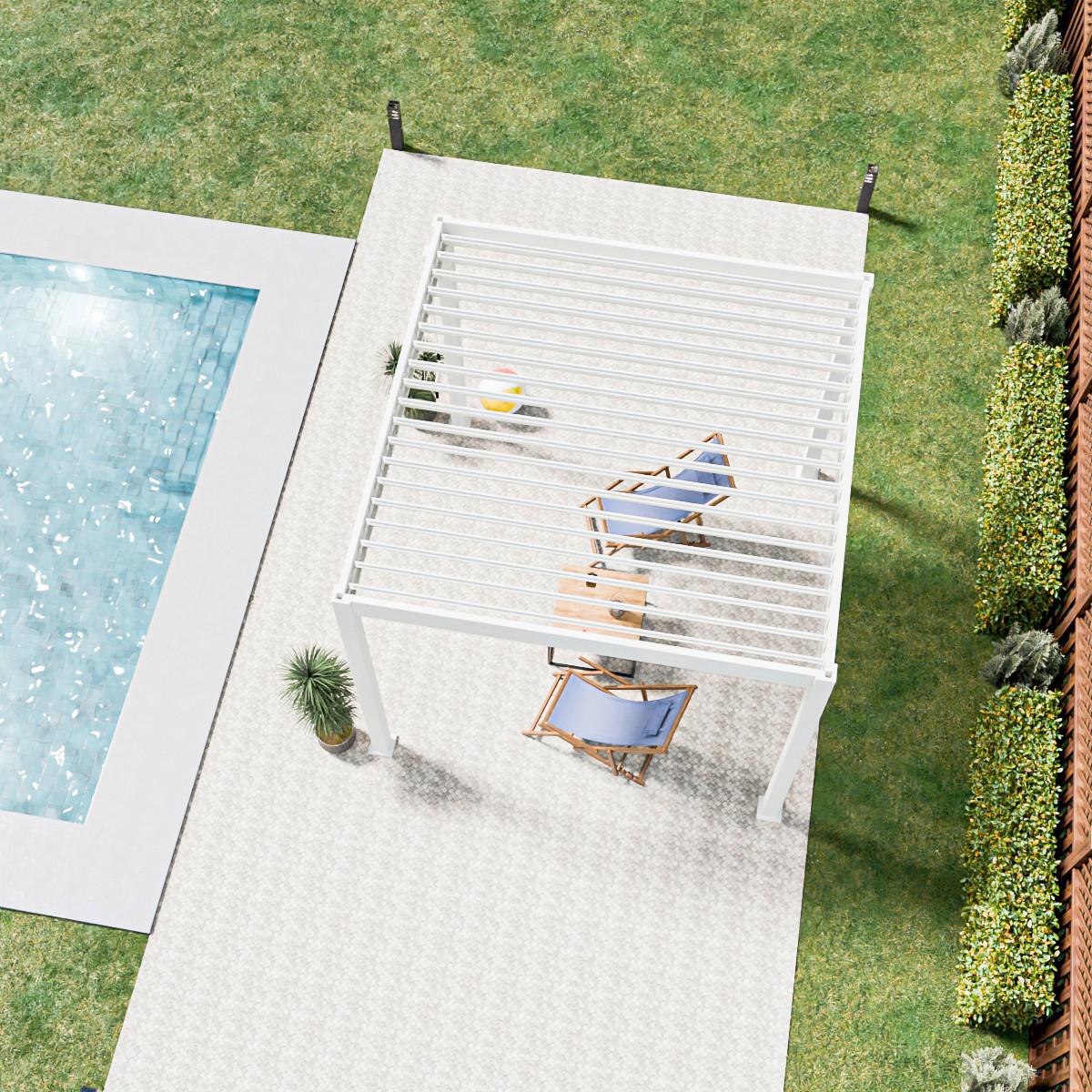 Pergola 300x300 Cm Wetterbeständig, Weiß - Weiß Hochglanz, Basics, Metall (300/255/300cm)