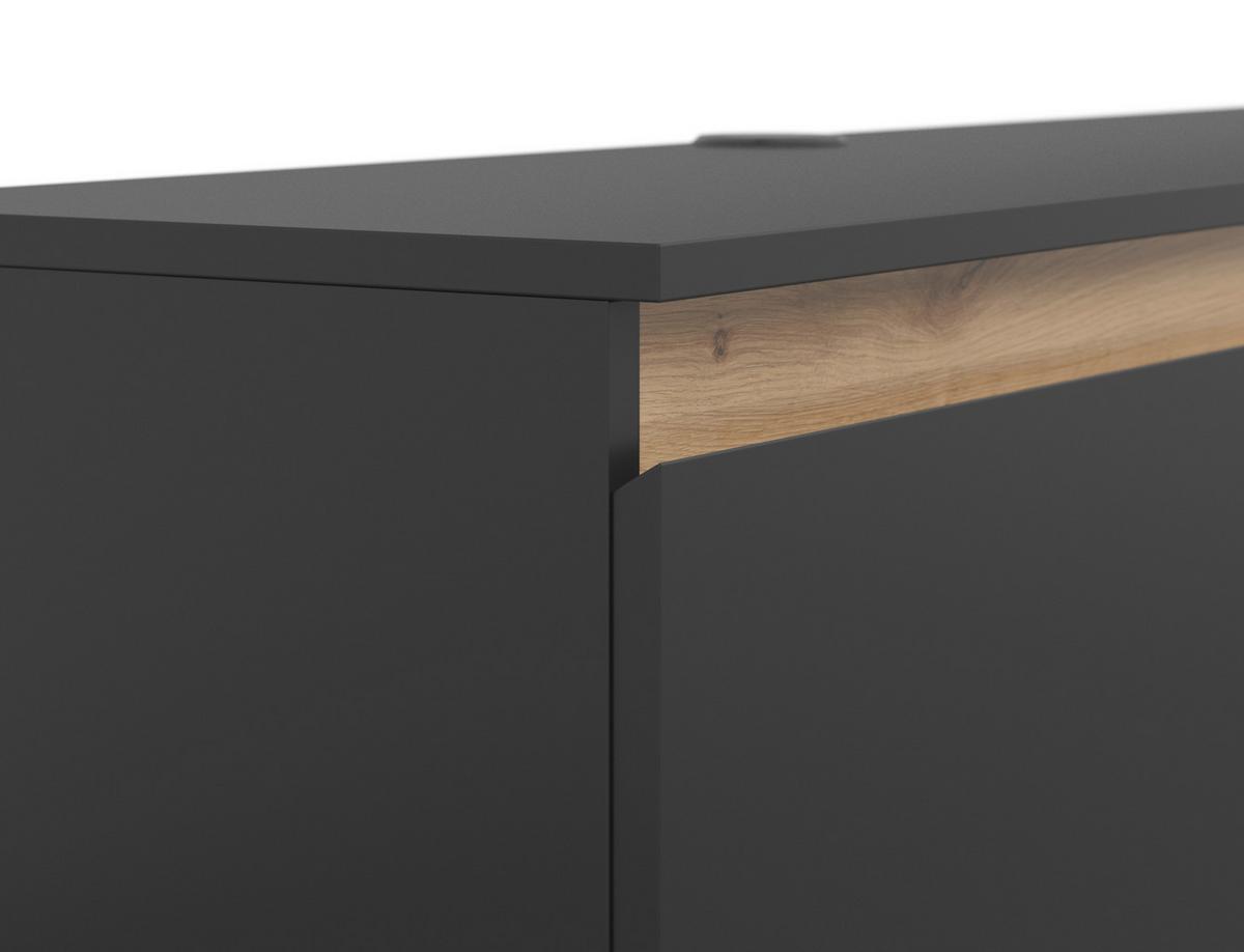 Lowboard Pascal 230cm, Schwarz Pascal - Schwarz/Eiche Artisan, MODERN, Holzwerkstoff (200/160/35cm)