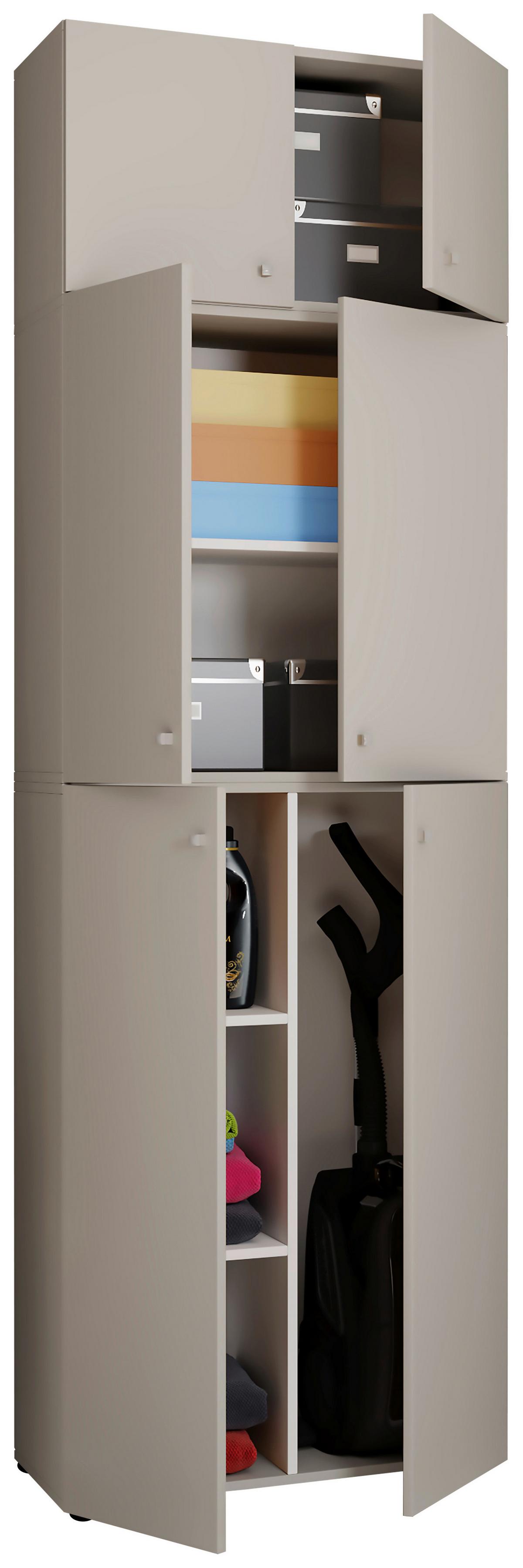 Mehrzweckschrank Lona XXL Grau Stehend BxH: 70/223 cm - Schwarz/Grau, MODERN, Holzwerkstoff (70/223/39cm) - MID.YOU