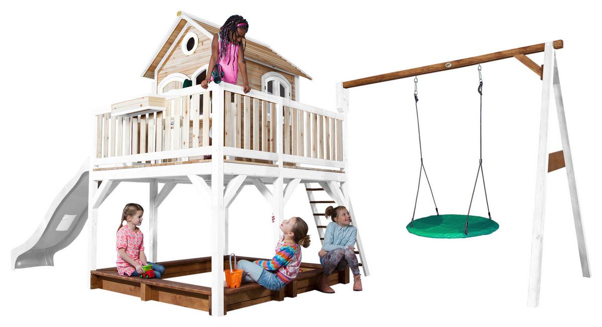 Spielturm A030.154.91 - Weiß/Braun, KONVENTIONELL, Holz (613/291/277cm) - Ambia Garden