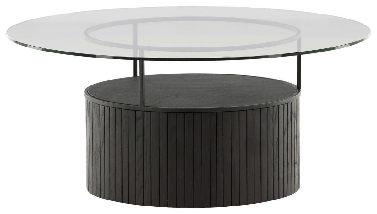 Couchtisch Bovall - Klar/Schwarz, Design, Glas/Holz (90/90/40cm) - Livetastic