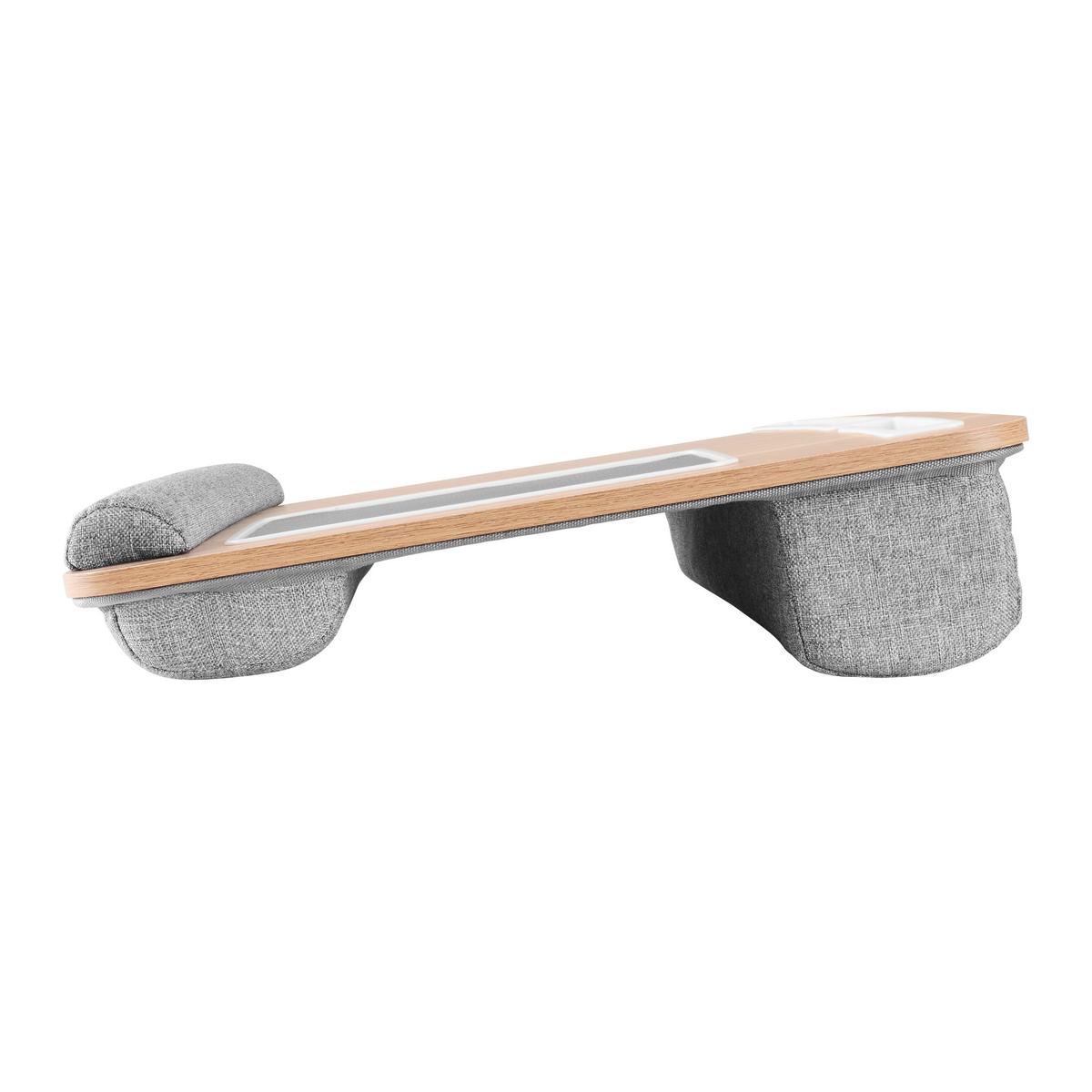 Stolík pod notebook LAPPY - šedá/přírodní barvy, Konvenční, kompozitní dřevo/textil (55/36,5/9,5cm) - Mömax