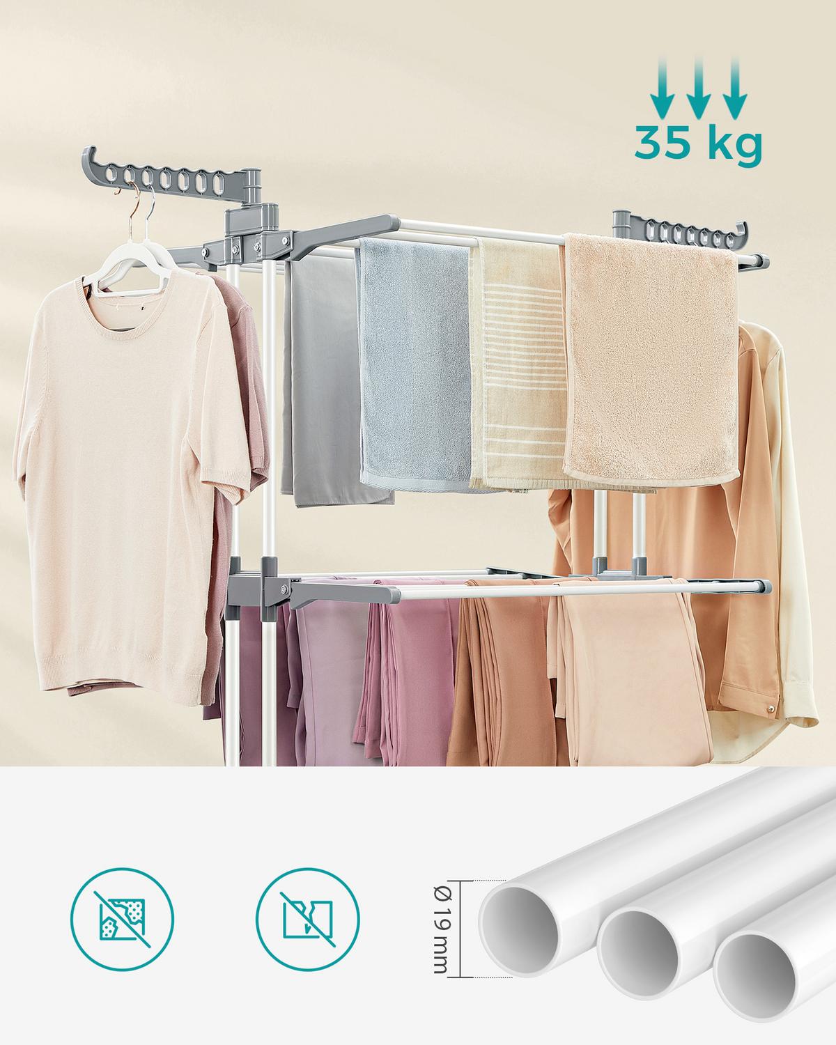 Wäschetrockner Grau/weiß B: 76 Cm - Weiß/Grau, Basics, Kunststoff/Metall (76/173/49cm)