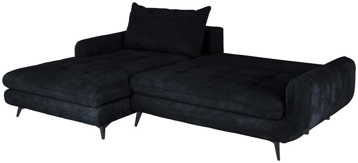Ecksofa Wave - Schwarz, MODERN, Textil (189/266cm)