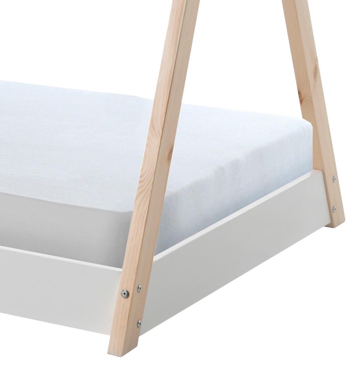 Kinderbett Tipi 90x200 Cm Kiefer Echtholz Weiß - Weiß/Kieferfarben, MODERN, Holz/Holzwerkstoff (90/200cm) - Vipack