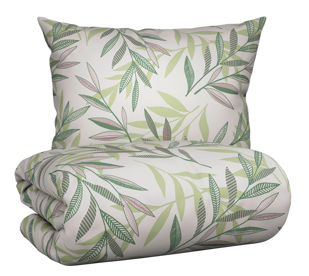 POSTEĽNÁ BIELIZEŇ STITCHED LEAVES - zelená/béžová, textil (140/200cm) - Modern Living