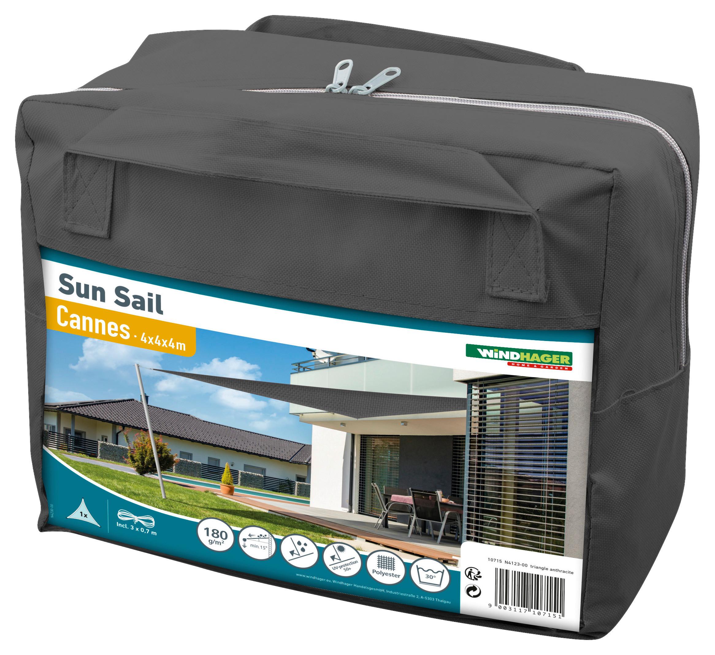 Sonnensegel Dreieckig 4x4x4 M - Anthrazit, Basics, Kunststoff (400/400/400cm)