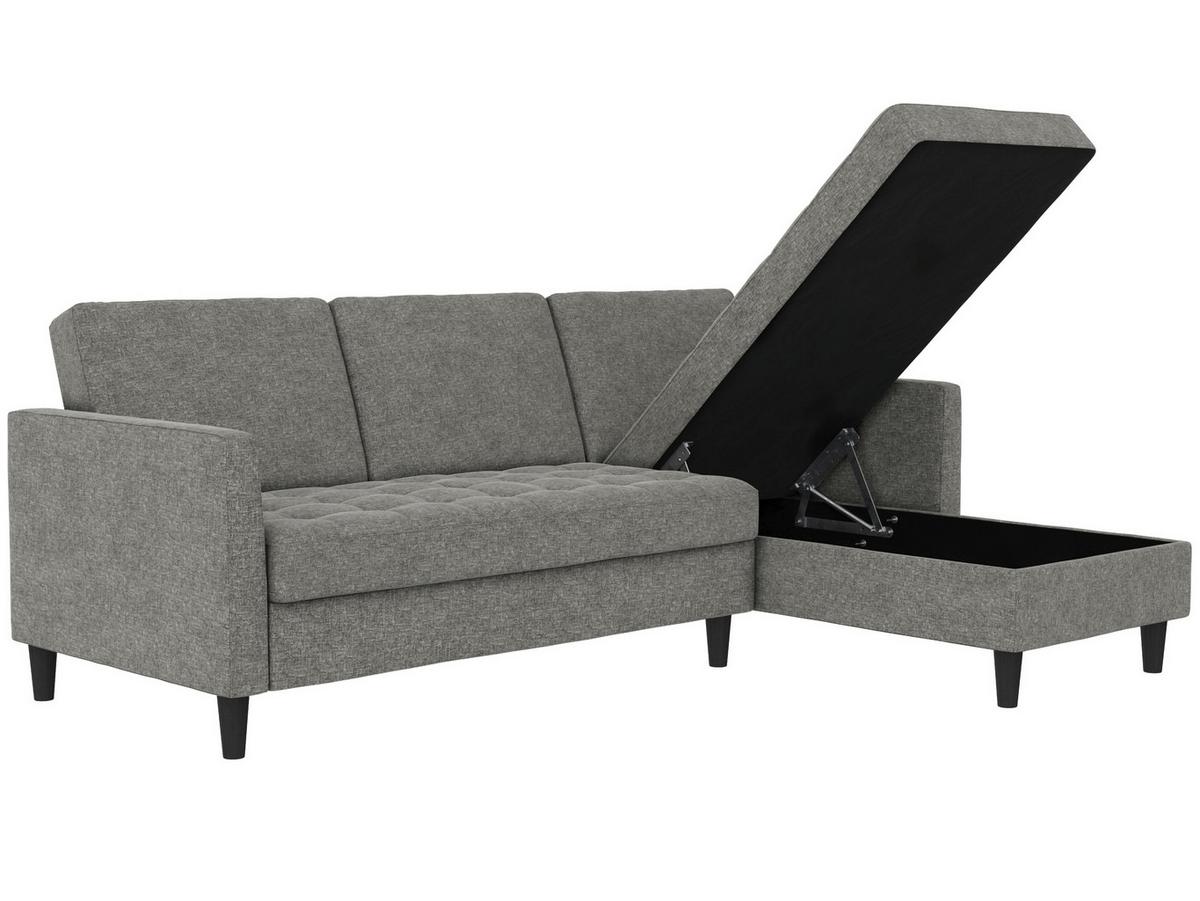 Ecksofa Palermo Anthrazit, mit Stauraum - Anthrazit/Schwarz, Basics, Textil (213/154cm) - Livetastic