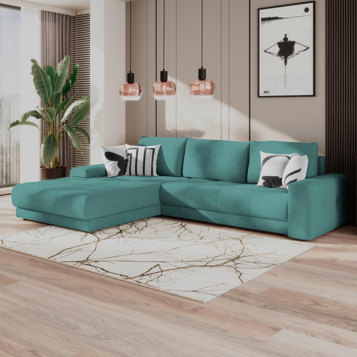 Ecksofa Adria Azurblau, S: 213x308 cm - Azurblau, Trend, Textil (213/308cm) - Luca Bessoni