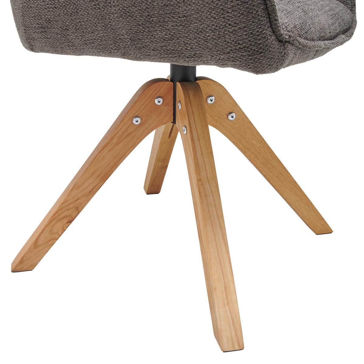 Armlehnstuhl Kerry Dunkelgrau gepolstert - Dunkelgrau/Eichefarben, LIFESTYLE, Holz/Textil (61/85/63cm) - Livetastic