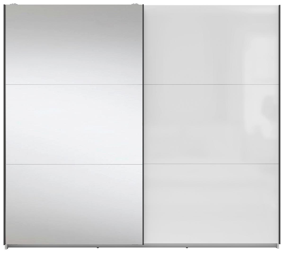 Tolóajtós Szekrény Tetrix 220/195 Cm - magasfényű fehér/átlátszó, Modern, faalapú anyag/Üveg (220/195,5/60cm) - MID.YOU