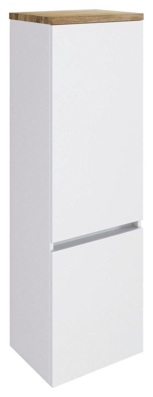 Midischrank mit Türdämpfer Pienza 40cm Weiß/Eiche Dekor - Eichefarben/Silberfarben, Basics, Holzwerkstoff (40/130/35cm) - Held