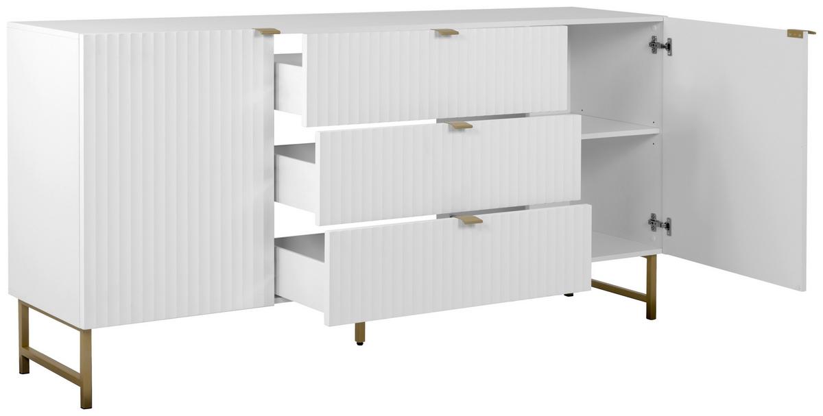 Sideboard Edinburgh 179 Cm Weiß - Goldfarben/Weiß, Design, Holzwerkstoff (179/90/41cm) - MID.YOU