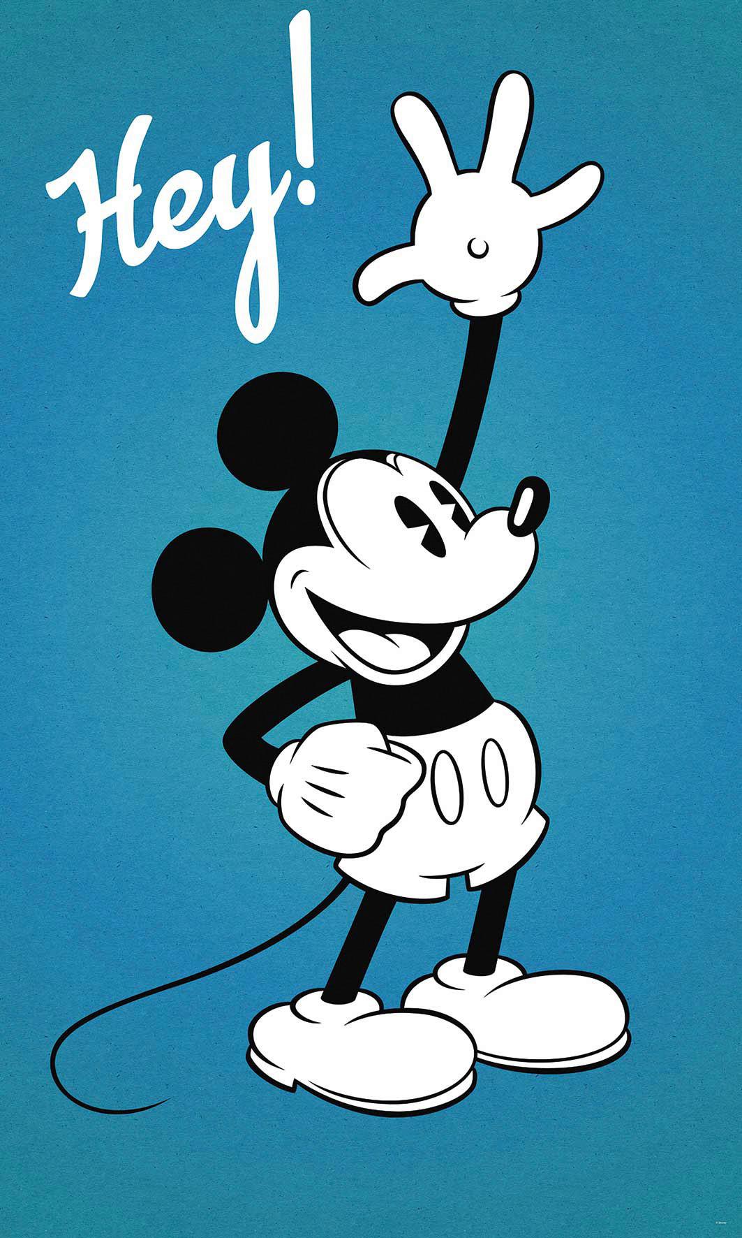 Vliestapete Mickey Hey - Blau/Weiß, Basics (120/200cm) - Komar
