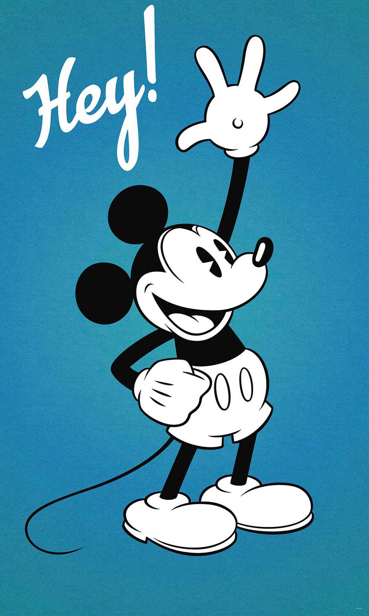 Vliestapete Mickey Hey - Blau/Weiß, Basics (120/200cm) - Komar
