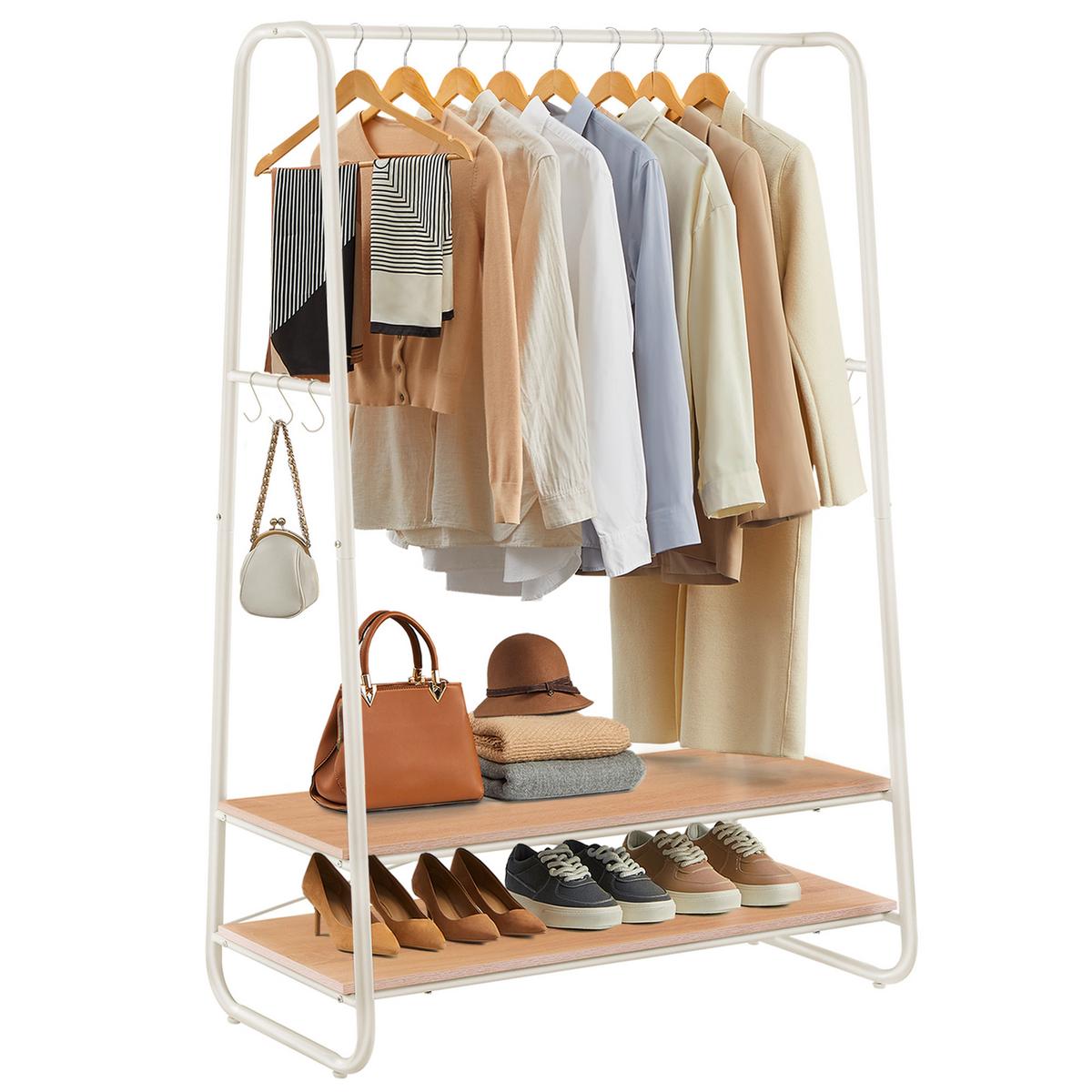 Kleiderständer Weiß, Hellbraun B: 100 Cm - Hellbraun/Weiß, Trend, Holzwerkstoff/Metall (100/160/45cm) - MID.YOU