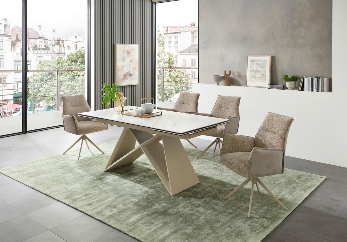 Jedálenský stôl keramika 180-260x90cm - biela/béžová, Modern, kov/keramika (180-260/76/90cm) - MID.YOU