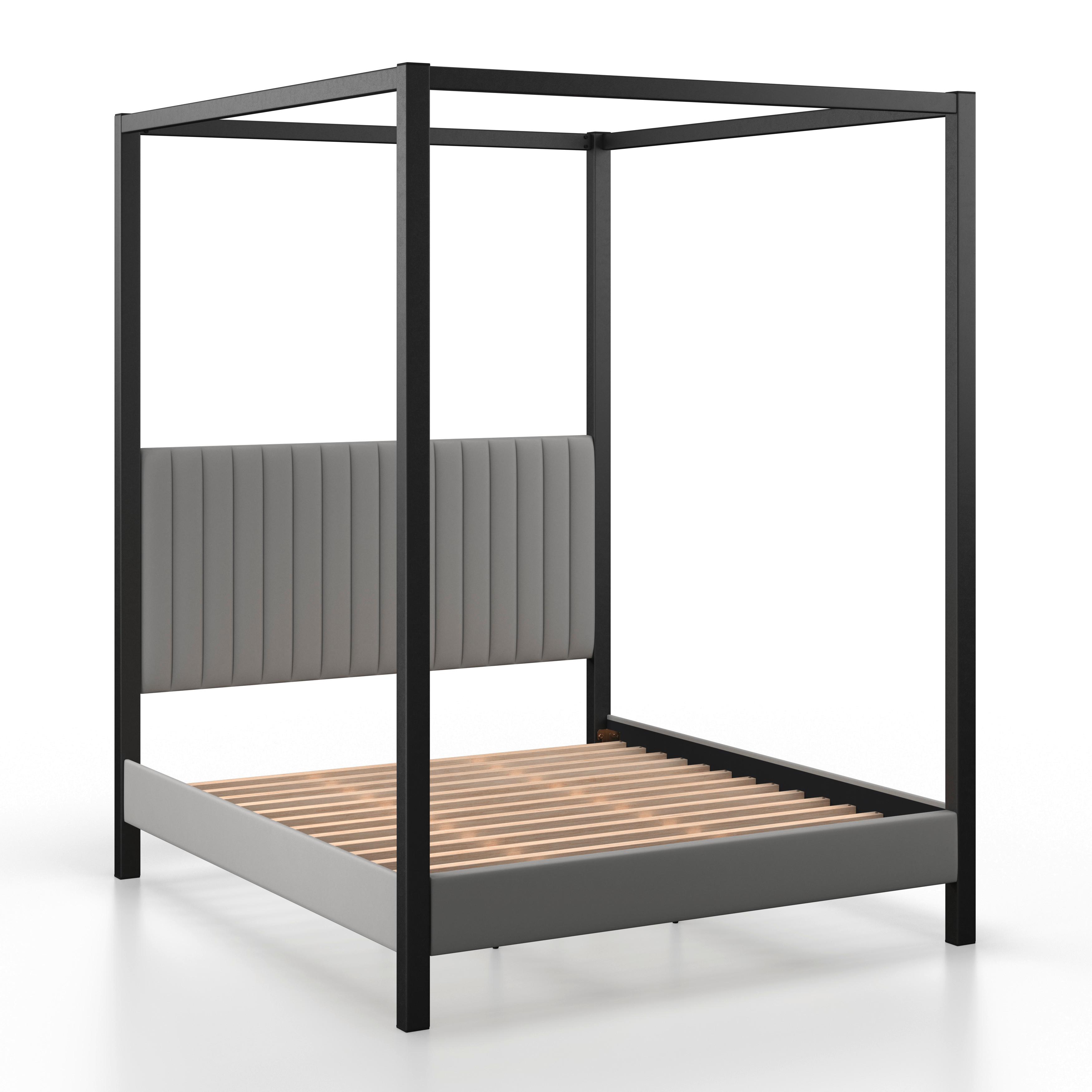Čalúnená posteľ MONA 180x200, sivá - svetlohnedá/čierna, Modern, kov/drevo (180/200cm) - Bessagi Home
