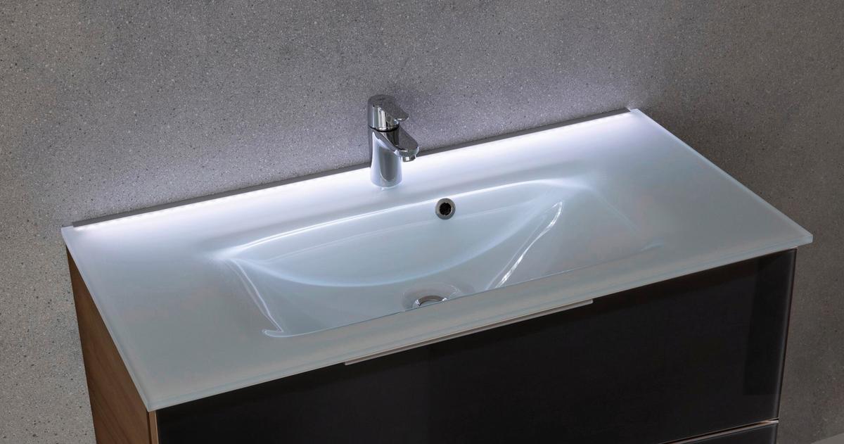 Waschtischkombi B.Brilliant Anthrazit/Eichefarben B: 100cm - Eichefarben/Anthrazit, Basics, Glas/Holzwerkstoff (100/55,7/50,1cm) - MID.YOU