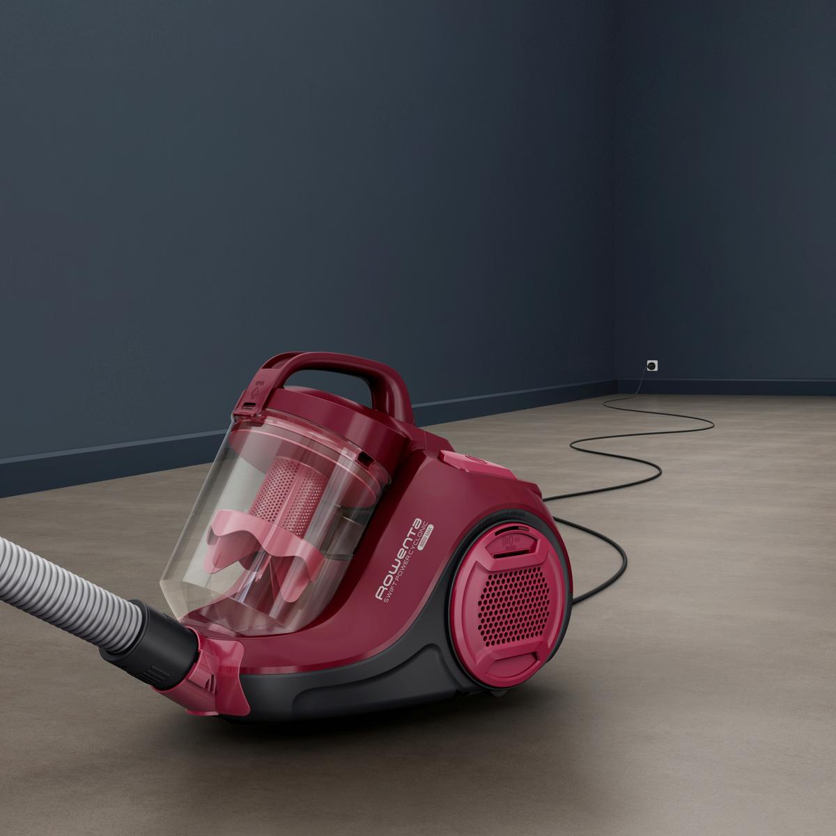 Bodenstaubsauger ohne Beutel mit Fugendüse 550 W - Rot, Basics (45,1/28,4/33,8cm) - Rowenta