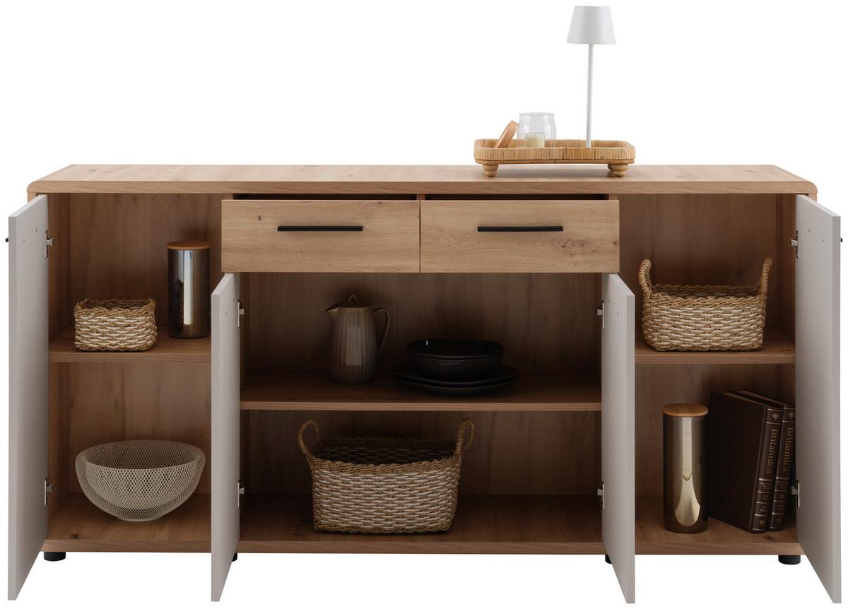 Kommode Fontana Plus,b:174,4cm Artisan Eiche Dekor/kaschmir - Kaschmir/Eiche Artisan, MODERN, Holzwerkstoff (174,4/87,2/40cm)