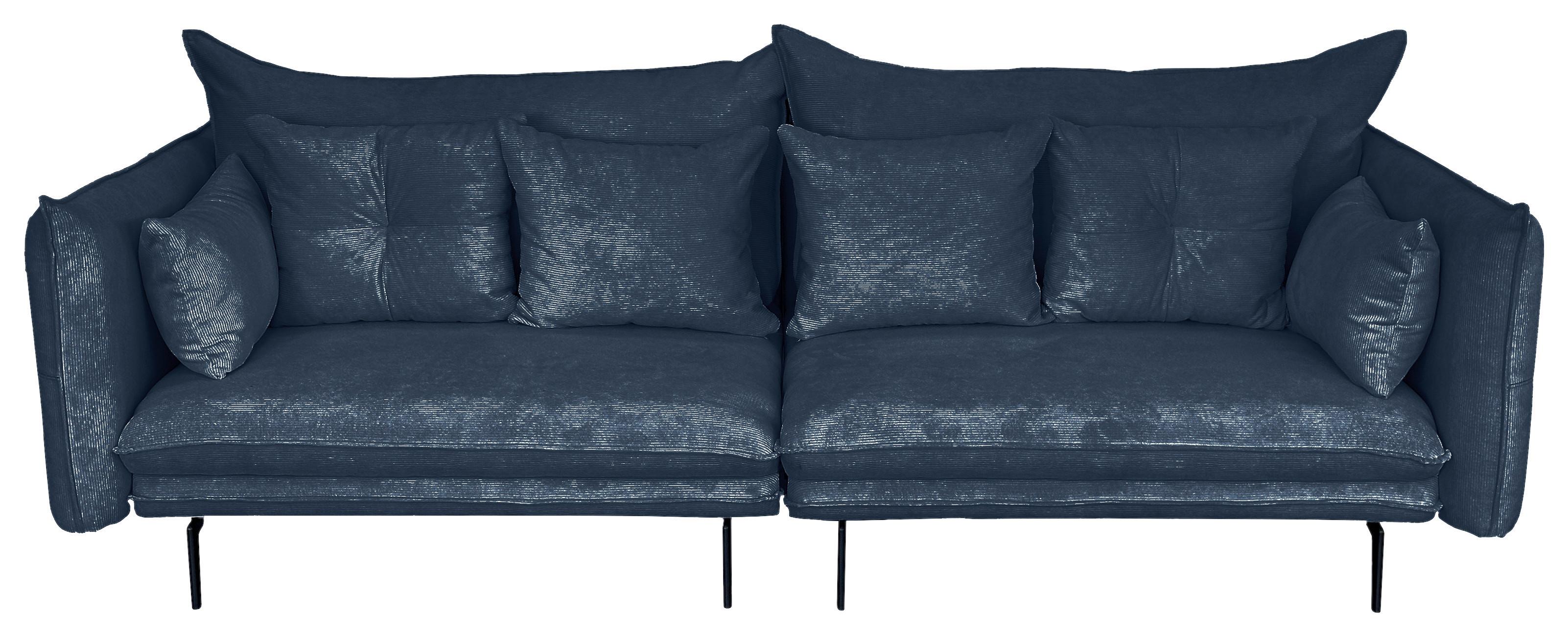 2-sitzer-sofa Sing Blau Cord B: 262 Cm - Blau/Schwarz, Design, Textil (262/91/115cm) - MID.YOU