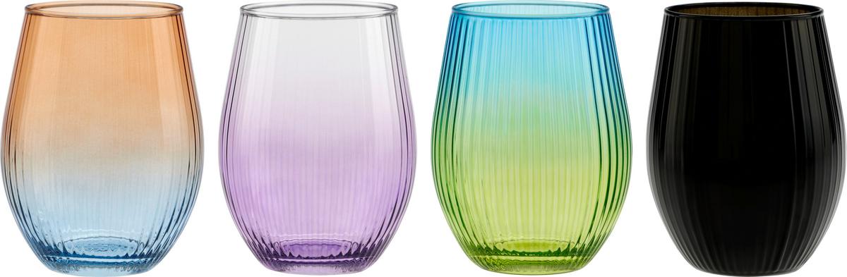 Trinkglas Jessi ca. 610 ml - Blau/Beige, MODERN, Glas (7,6/12,5cm) - Luca Bessoni