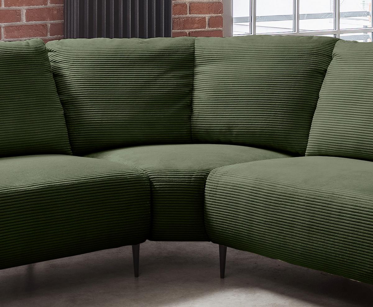 Ecksofa Vanilla Dunkelgrün S: 256x294 cm - Dunkelgrün/Schwarz, Design, Textil (256/294cm) - Livetastic