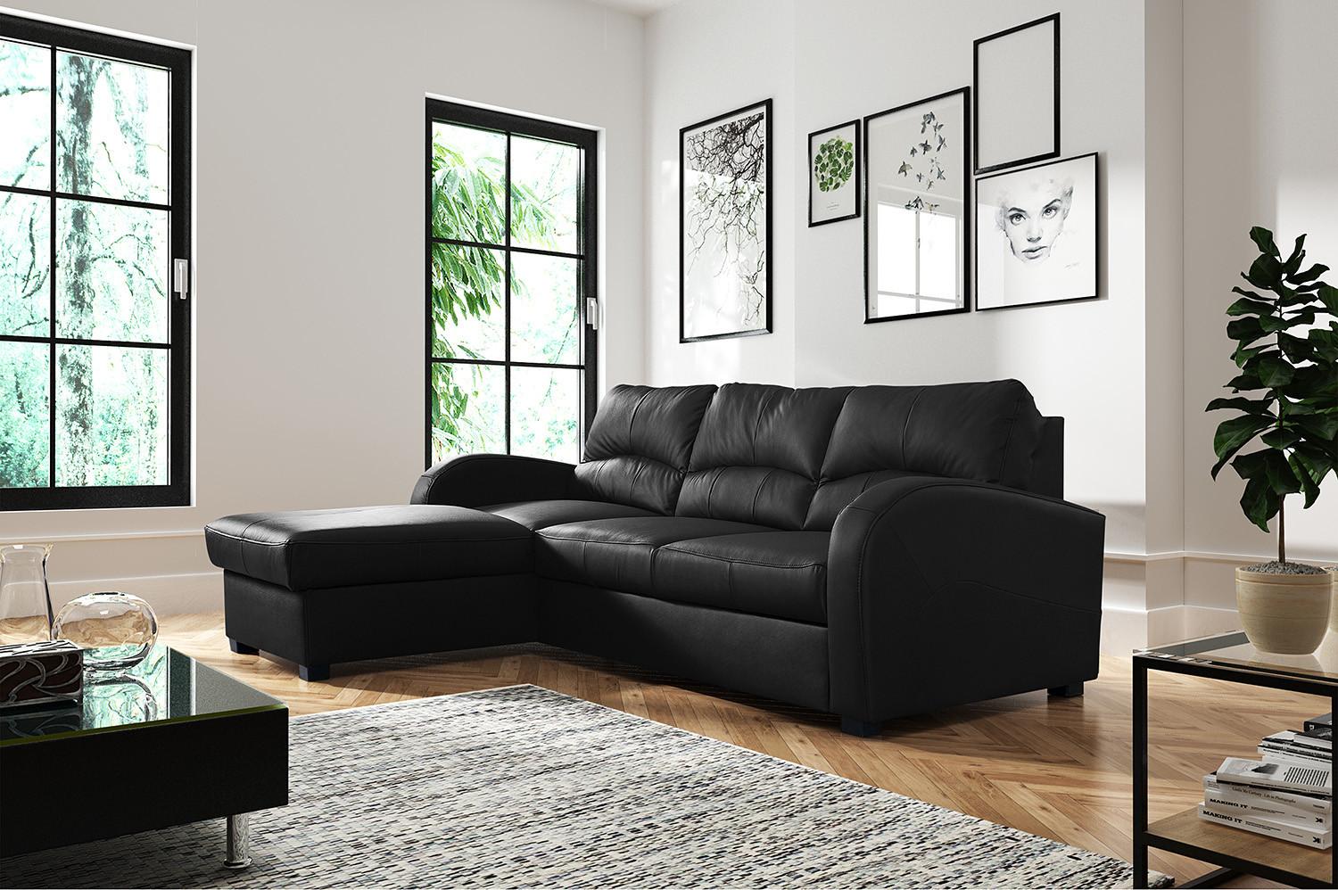 Ecksofa Tilo Schwarz S: 168 cm - Schwarz, Design, Leder/Textil (168/227cm) - Livetastic