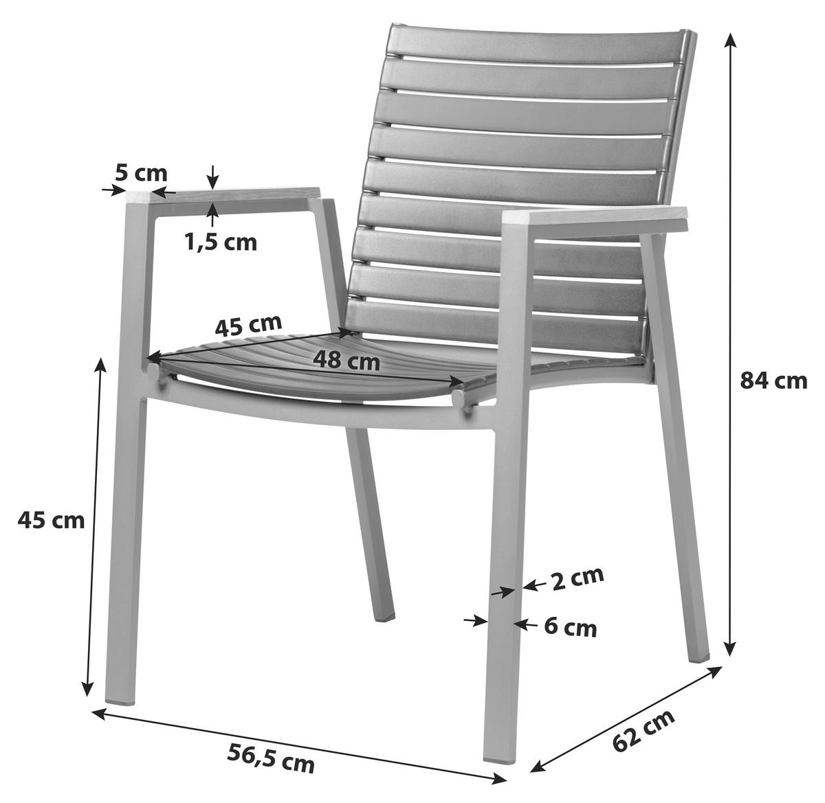 Gartenmöbel Set 5-Tlg Mood Extreme Teakholz/Kunststoff - Anthrazit/Schwarz, Natur, Holz/Kunststoff (56,5/84/62cm) - Gardenson