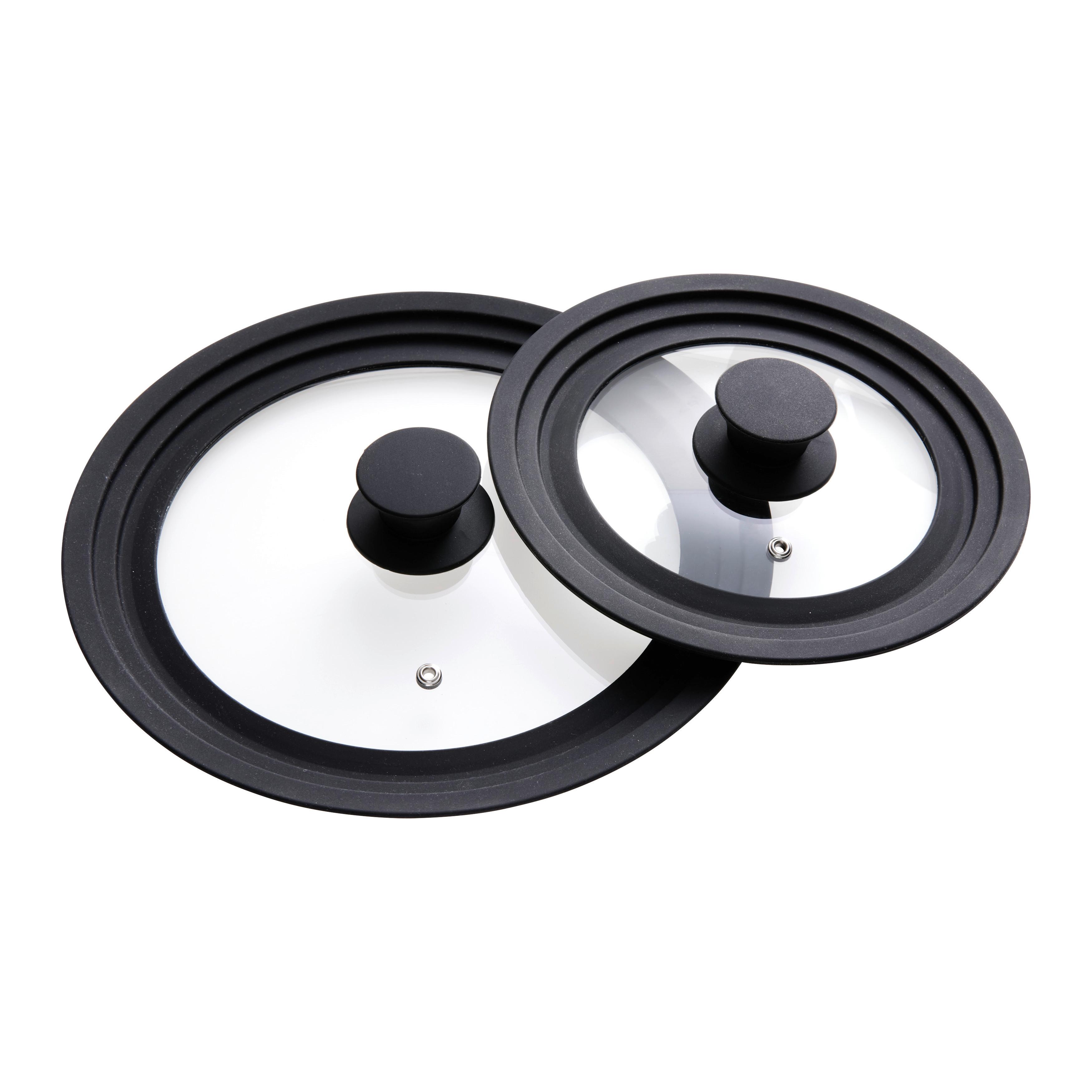 Sada poklic Ø 21,5cm a Ø 29,5cm - černá, Konvenční, plast/sklo - Gourmesto