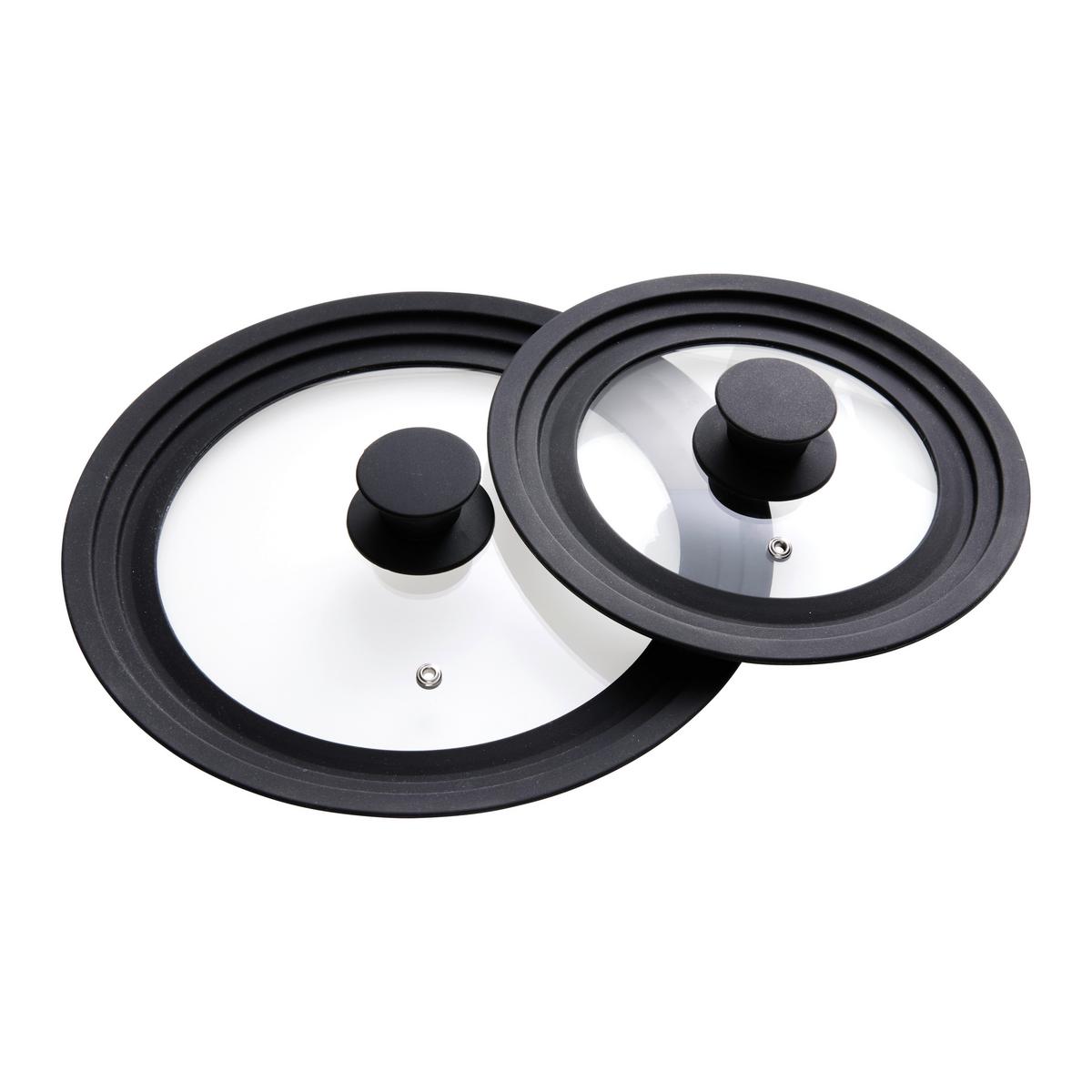 Sada poklic Ø 21,5cm a Ø 29,5cm - černá, Konvenční, plast/sklo - Gourmesto