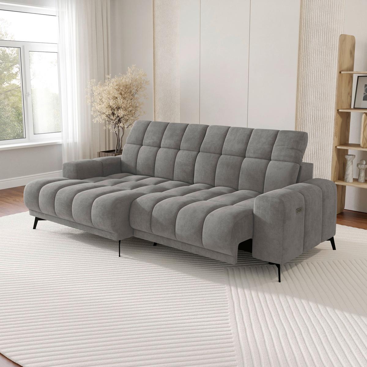 Rohová sedačka LAYA, levá, šedohnědá tkanina MEMPHIS - šedohnědá, Moderní, textil (155/250cm) - Premium Living