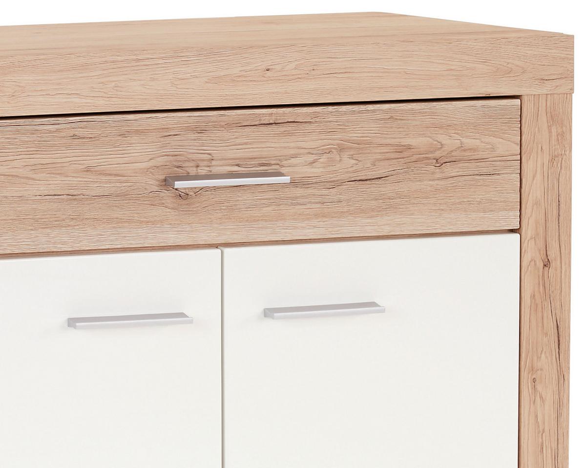 Komoda MALTA - bílá/barvy dubu, Moderní, kompozitní dřevo (95/98,7/36cm)